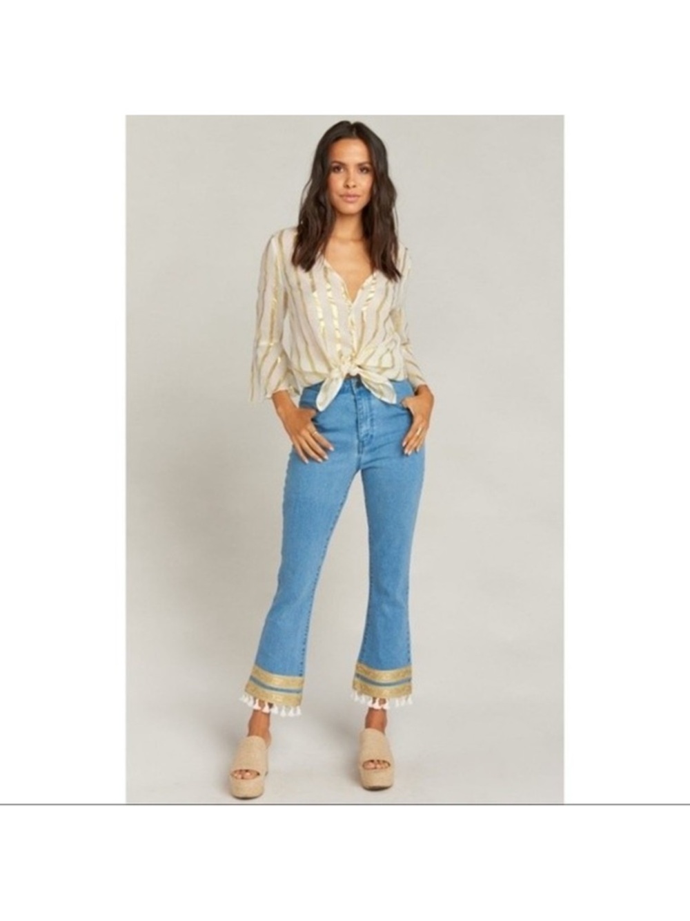 Show Me Your MuMu Miramar High-Waisted Edgewater Tassel Jeans Size 29